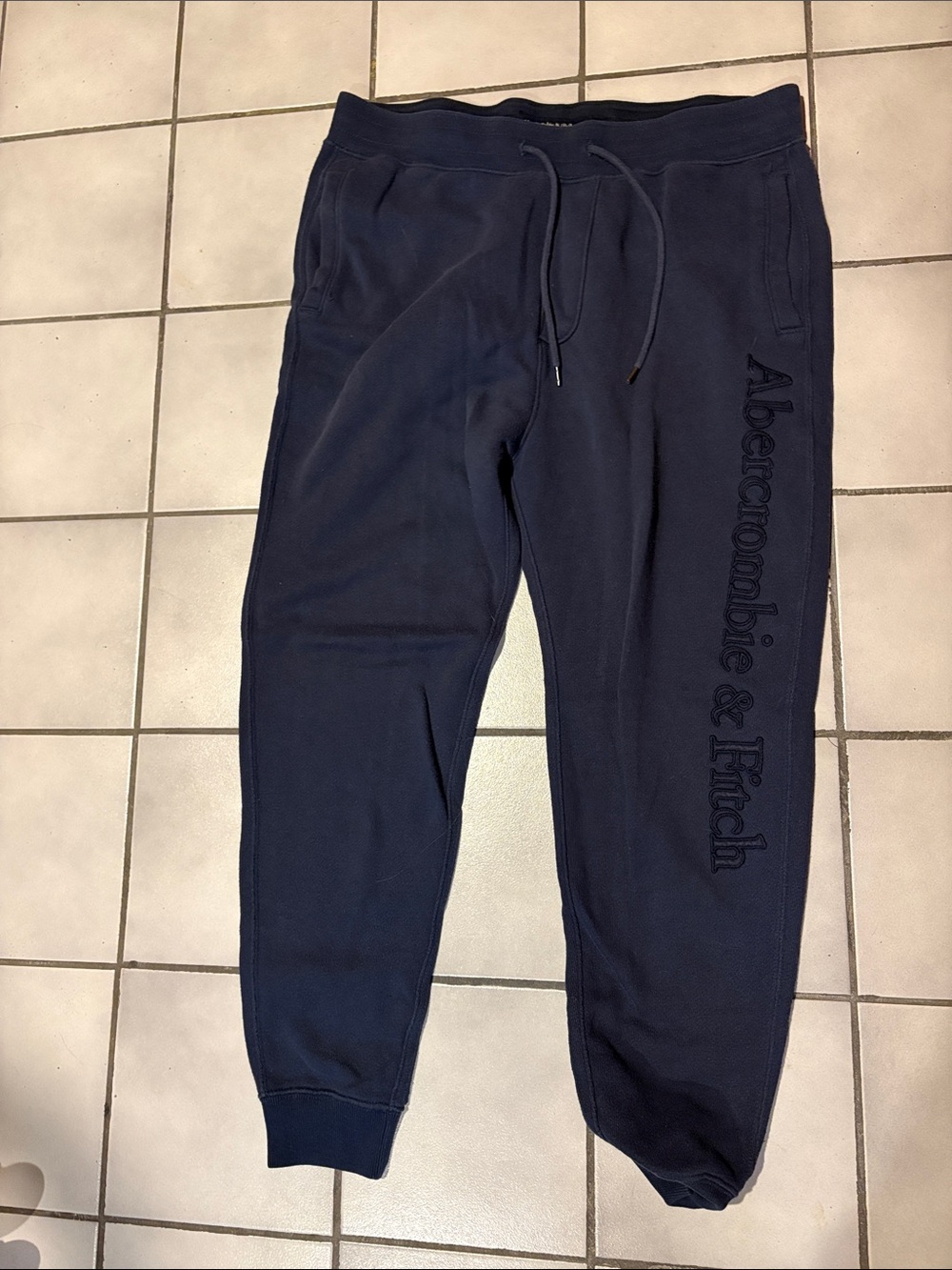 Abercrombie & Fitch Navy Embossed Logo Joggers